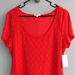 NWT Isaac Mizrahi Vibrant Red Midi Dress Half Moon Scoop Neck Size XXL ❤️